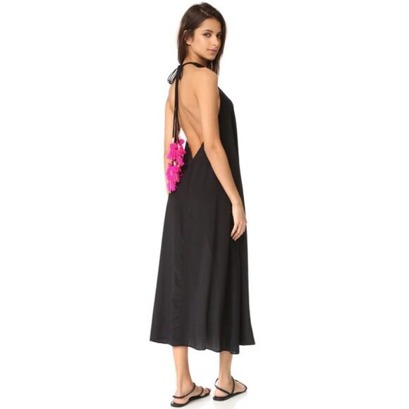 Sundress Nikita 100% silk Tassel Halter Maxi Dress - Picture 2 of 9